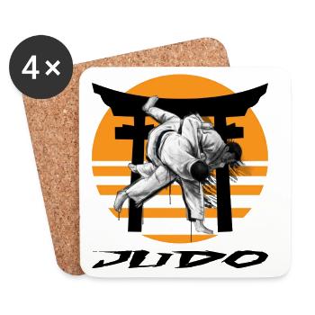Judo - Dessous de verre (lot de 4) - blanc - Devant