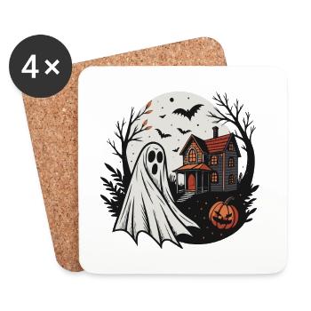 Fantome et Maison Hantée Nuit - Dessous de verre (lot de 4) - blanc - Devant