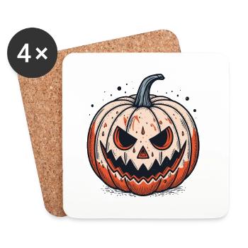 Gruseliger Jackolantern Kürbis - Untersetzer (4er-Set) - Weiß - Vorne