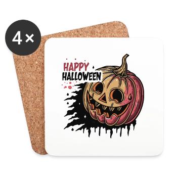 Citrouille Halloween Expressive - Dessous de verre (lot de 4) - blanc - Devant