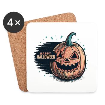 Pumpkin Jack-O-Lantern Halloween - Coasters (set of 4) - white - Front