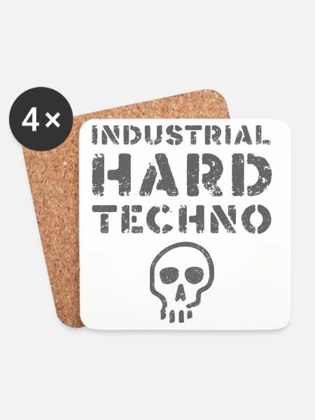 Industrial Hard Techno Totenschädel - Untersetzer (4er-Set) - Weiß