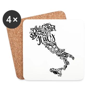 Map Italy Mandala Floral Travel Italian Gift - Coasters (set of 4) - white - Front