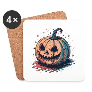 Pumpkin Neon Halloween JackoLantern - Coasters (set of 4) - white - Front