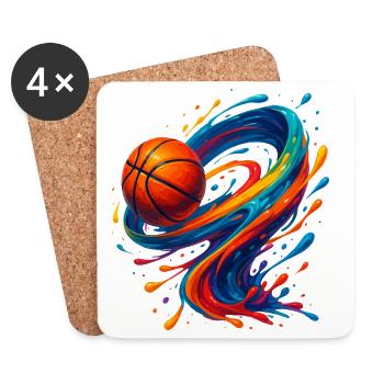 Vibrant Orbit Basketball Splash - Coasters (set of 4) - white - Front