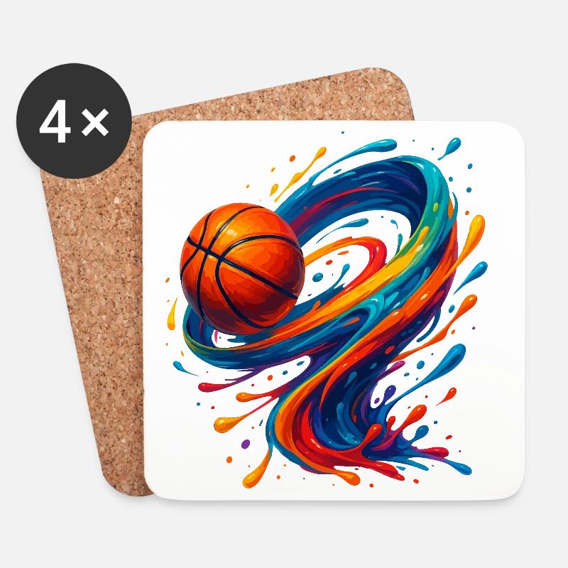 Lebendiger Orbit Basketball Splash - Untersetzer (4er-Set) - Weiß