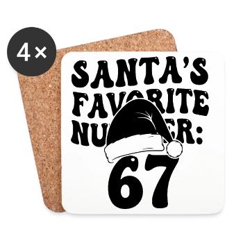 Santa's Favorite Number 67 - Untersetzer (4er-Set) - Weiß - Vorne