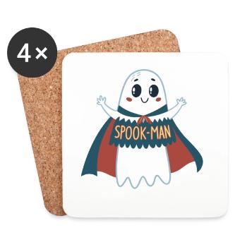 Spook-Man Fantôme Cape - Dessous de verre (lot de 4) - blanc - Devant