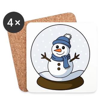 Bonhomme de neige dans une boule à neige - Dessous de verre (lot de 4) - blanc - Devant