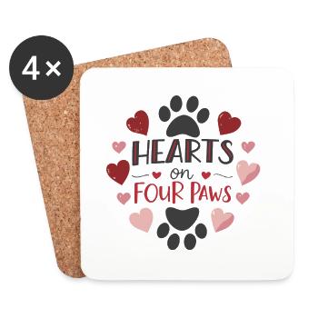 Hearts on Four Paws - Coasters (set of 4) - white - Front