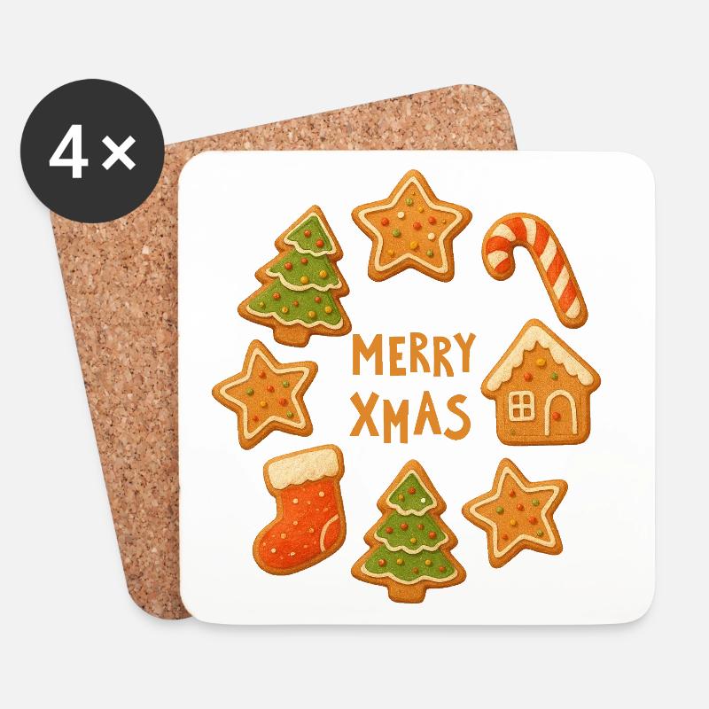 Joyeux Noël - Dessous de verre (lot de 4) - blanc