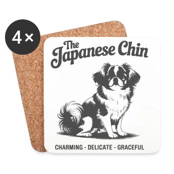 Japanischer Chin Hund Silhouette - Untersetzer (4er-Set) - Weiß - Vorne