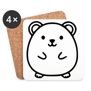 Hamster Lineart Vektor - Untersetzer (4er-Set) - Weiß - Vorne