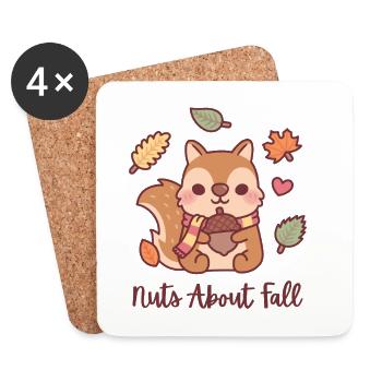 Cute Squirrel With Acorn Nuts About Fall Funny  - Coasters (set of 4) - white - Front
