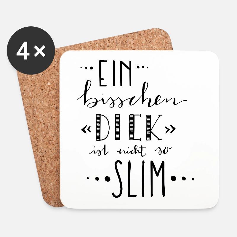 Ein bisschen dick ist nicht so slim – Selbstliebe - Untersetzer (4er-Set) - Weiß