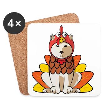 Kishu Inu Thanksgiving Cute Japanese Dog Lover - Coasters (set of 4) - white - Front