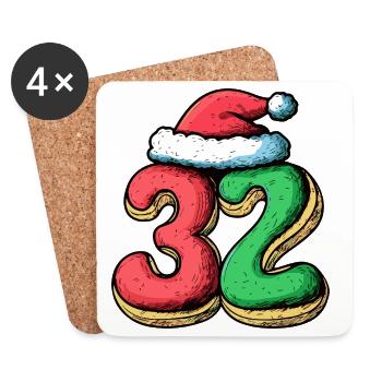 32 Number Biscuit Christmas - Coasters (set of 4) - white - Front