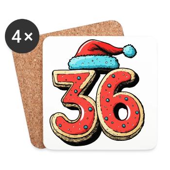 36 Zahl Keks Weihnachten - Untersetzer (4er-Set) - Weiß - Vorne