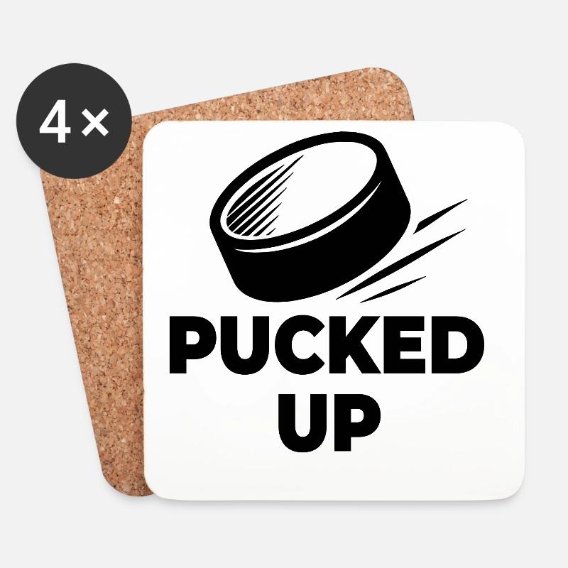 PUCKED-UP-Logo - Untersetzer (4er-Set) - Weiß