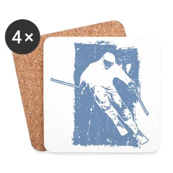 Skier Winter Sport Grunge Design - Coasters (set of 4) - white - Front