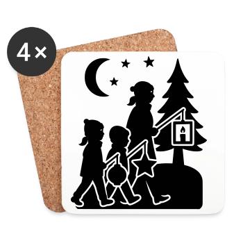 Lantern Running Kids - Coasters (set of 4) - white - Front