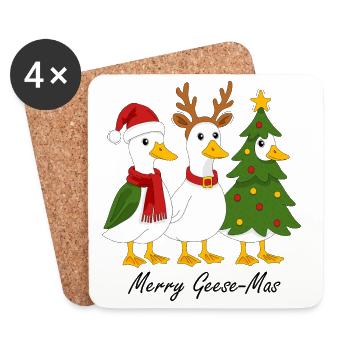 Noël et les oies - Dessous de verre (lot de 4) - blanc - Devant