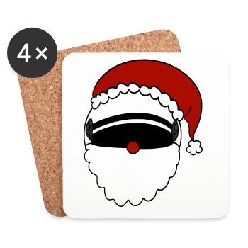 Weihnachtsmann  Helm  - Untersetzer (4er-Set) - Weiß - Vorne