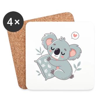 Koala Süßes Lesen und Umarmungen - Untersetzer (4er-Set) - Weiß - Vorne