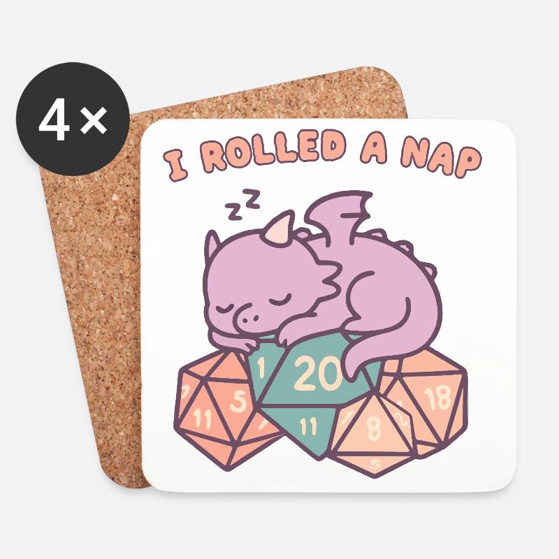 Nap Rolling Dragon - Coasters (set of 4) - white