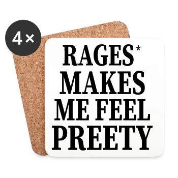 Rage Make Me Feel – Drôle Cool Audacieux Vibe - Dessous de verre (lot de 4) - blanc - Devant