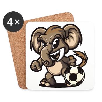 éléphant football football bande dessinée - Dessous de verre (lot de 4) - blanc - Devant