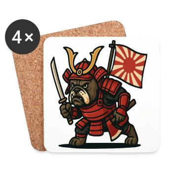 Samurai Bulldog Warrior Japan Armor Design - Coasters (set of 4) - white - Front