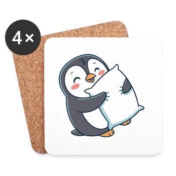 Penguin Heart & Soft Pillow - Coasters (set of 4) - white - Front