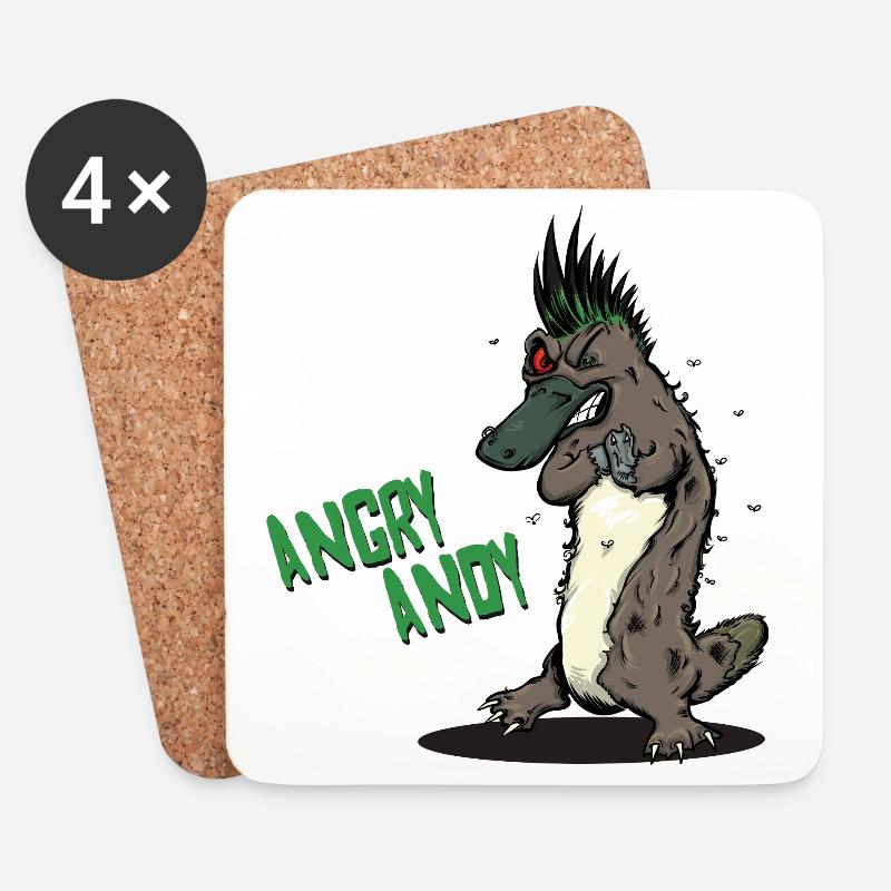 Angry Andy - Schnabeltier - Untersetzer (4er-Set) - Weiß