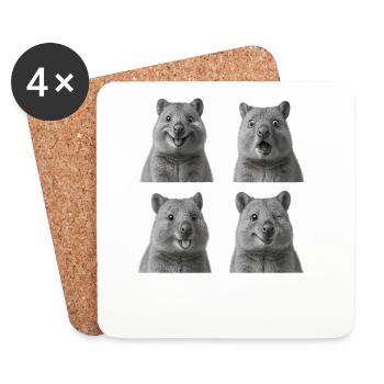 Quokkas heureux - Dessous de verre (lot de 4) - blanc - Devant