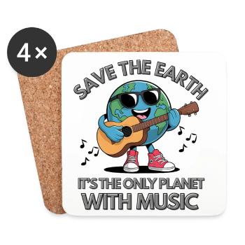 Save the Earth -It's the only Planet with Music - Coasters (set of 4) - white - Front