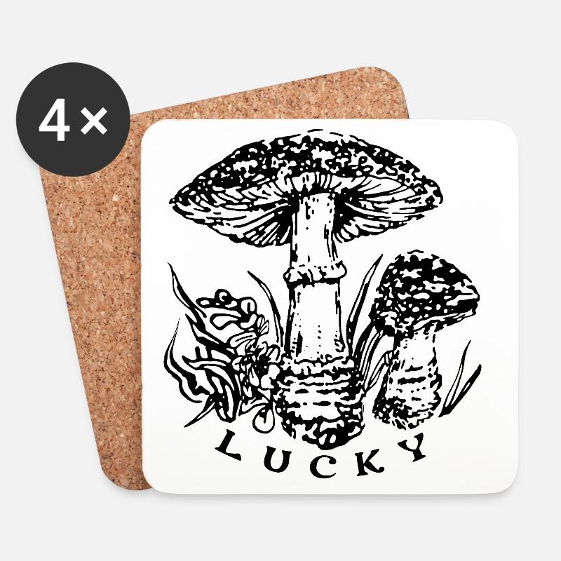 GLÜCKLICH - Untersetzer (4er-Set) - Weiß