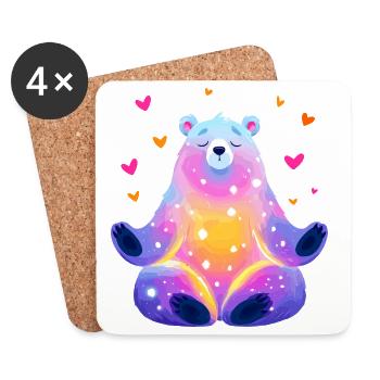 Regenbogen Bär - Untersetzer (4er-Set) - Weiß - Vorne