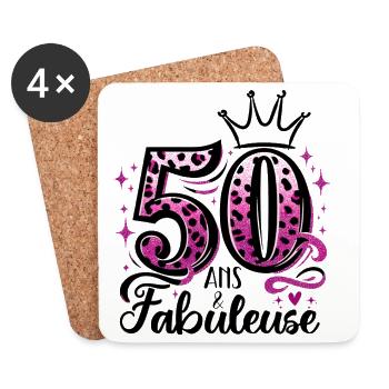 50 Years and Fabulous Wife Birthday Gift - Coasters (set of 4) - white - Front