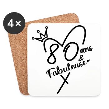 80 Jahre und ein fabelhaftes Geburtstagsgeschenk der Ehefrau - Untersetzer (4er-Set) - Weiß - Vorne
