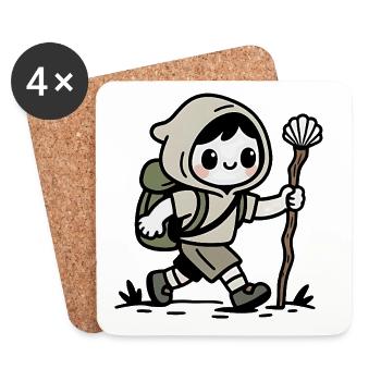 Pilgrim on the Camino de Santiago - Coasters (set of 4) - white - Front