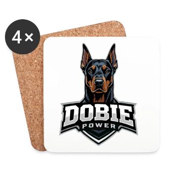Dobie Power Doberman Motif - Coasters (set of 4) - white - Front