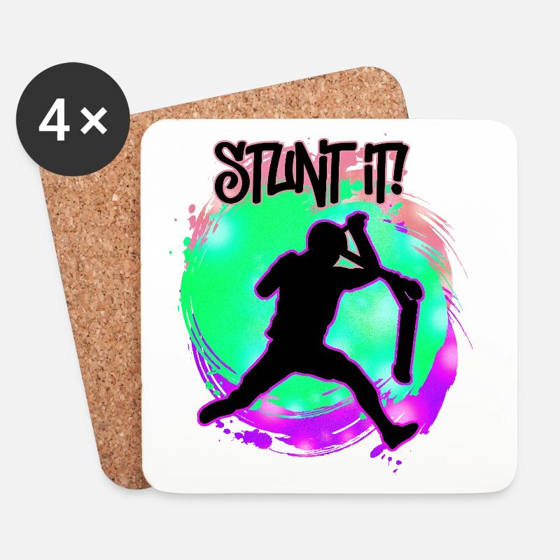 Scooter - Stunt it - Untersetzer (4er-Set) - Weiß