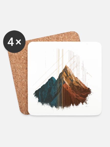 Geometrische Bergkunst – Linien & Farbkontraste - Untersetzer (4er-Set) - Weiß