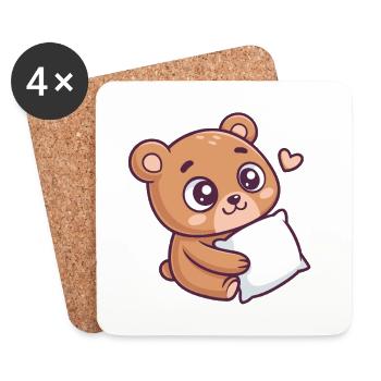 Soft Bear Cuddle Heart - Coasters (set of 4) - white - Front