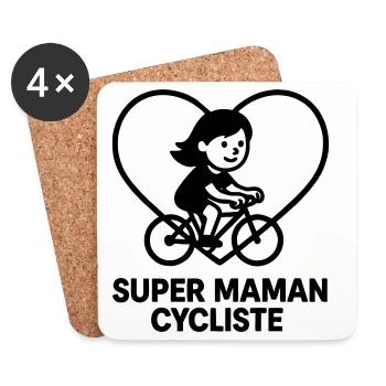 Super Cycling Mom – Cœur vélo cyclisme - Untersetzer (4er-Set) - Weiß - Vorne