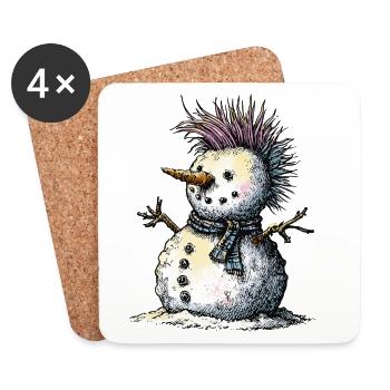 Humour hivernal punk de bonhomme de neige - Dessous de verre (lot de 4) - blanc - Devant