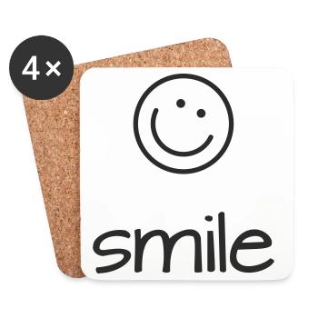 Police du symbole du sourire - Dessous de verre (lot de 4) - blanc - Devant