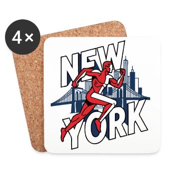 Silhouette du coureur de New York - Dessous de verre (lot de 4) - blanc - Devant