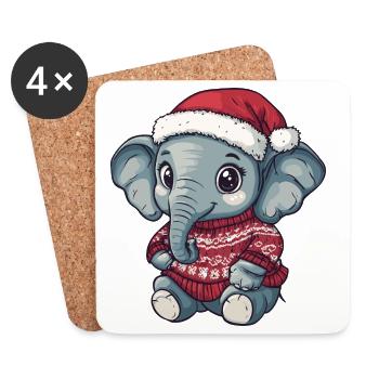Elefant Weihnachten Xmas - Untersetzer (4er-Set) - Weiß - Vorne